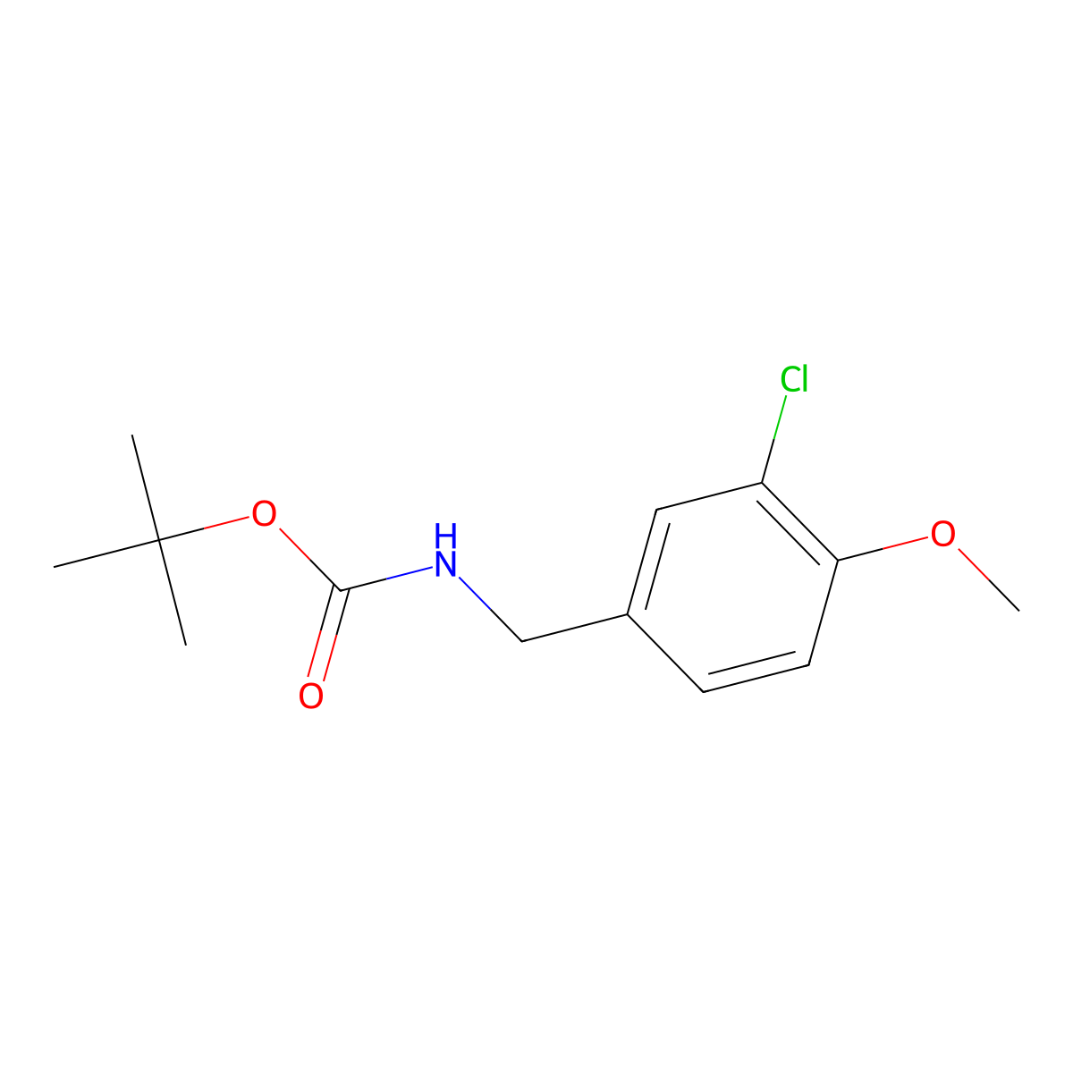tert-Butyl 3-chloro-4-methoxybenzylcarbamate molecular structure, CAS 1823229-28-2
