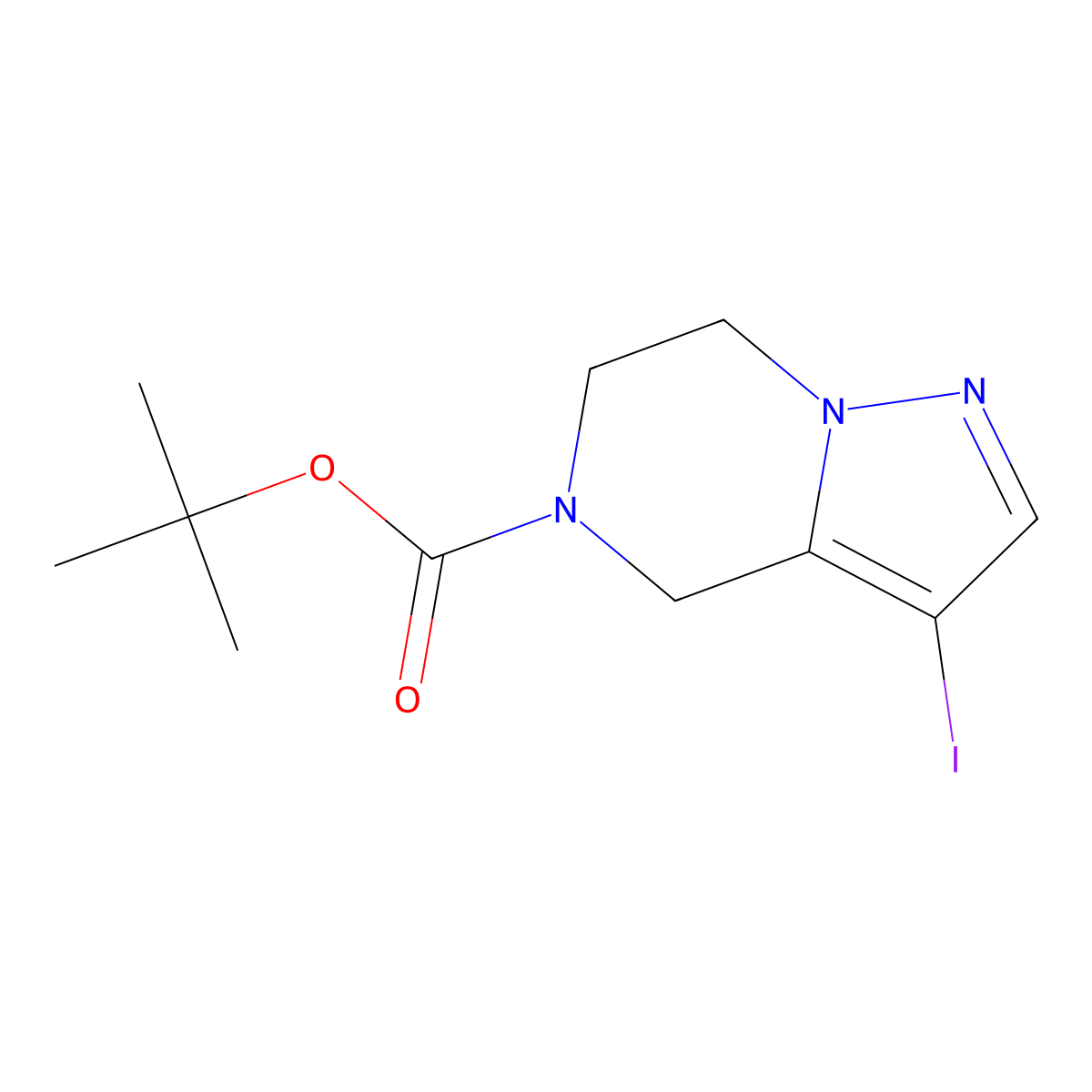 tert-butyl 3-iodo-4H,5H,6H,7H-pyrazolo(1,5-a)pyrazine-5-carboxylate molecular structure, CAS 1823229-68-0