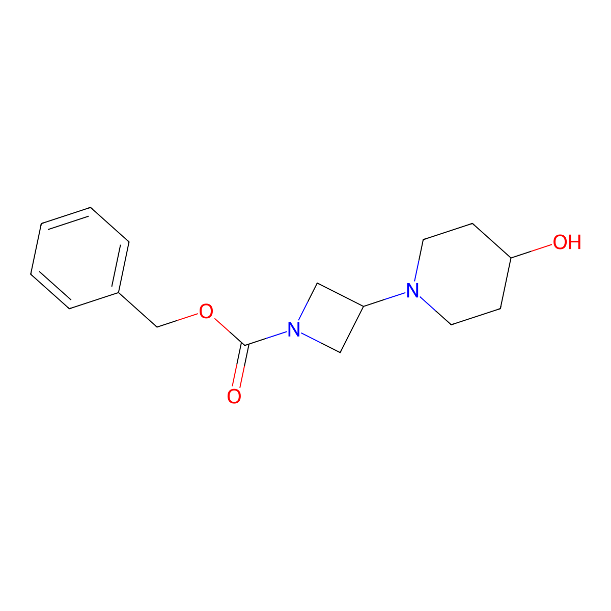 Benzyl 3-(4-hydroxypiperidin-1-yl)azetidine-1-carboxylate molecular structure, CAS 1823230-38-1