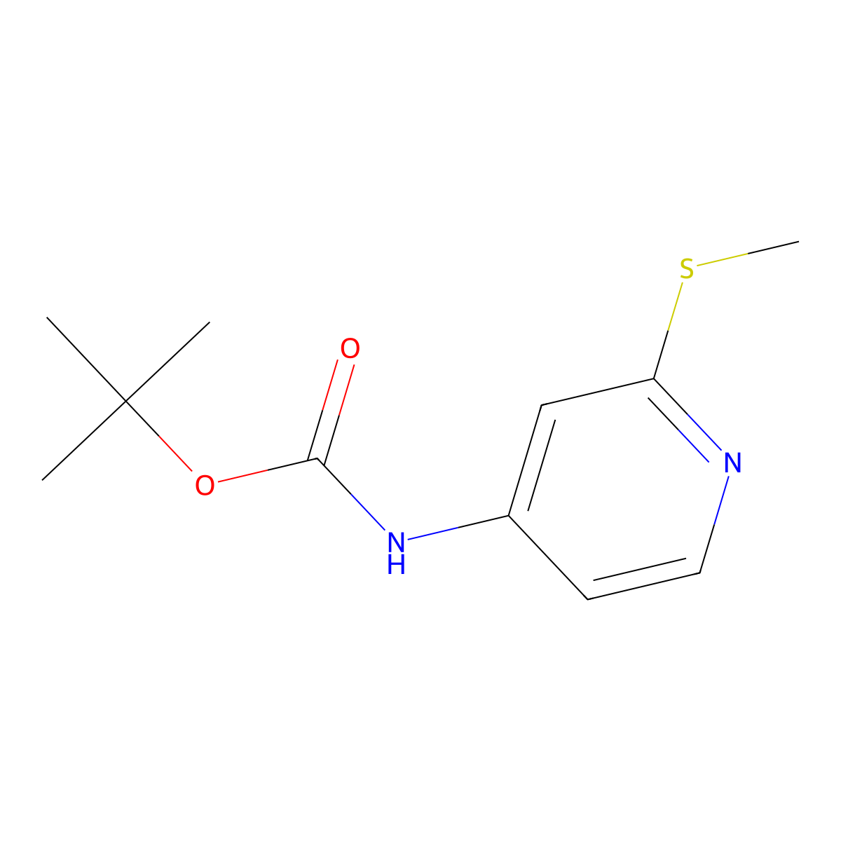 tert-butyl N-(2-(methylsulfanyl)pyridin-4-yl)carbamate molecular structure, CAS 1823230-50-7