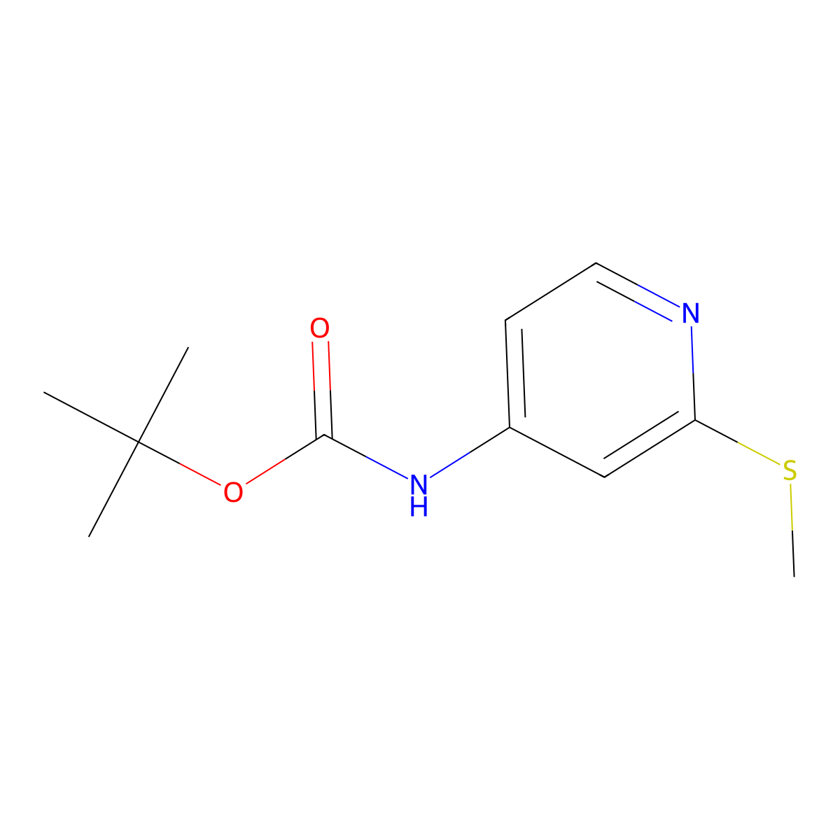 tert-butyl N-(2-(methylsulfanyl)pyridin-4-yl)carbamate molecular structure, CAS 1823230-50-7
