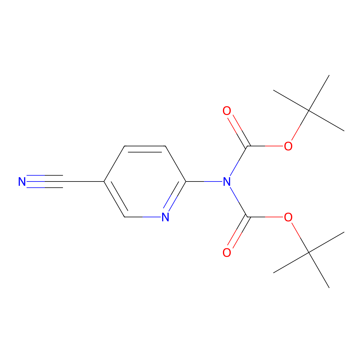 6-Aminonicotinonitrile, 6,6-bis-boc protected molecular structure, CAS 1823231-06-6