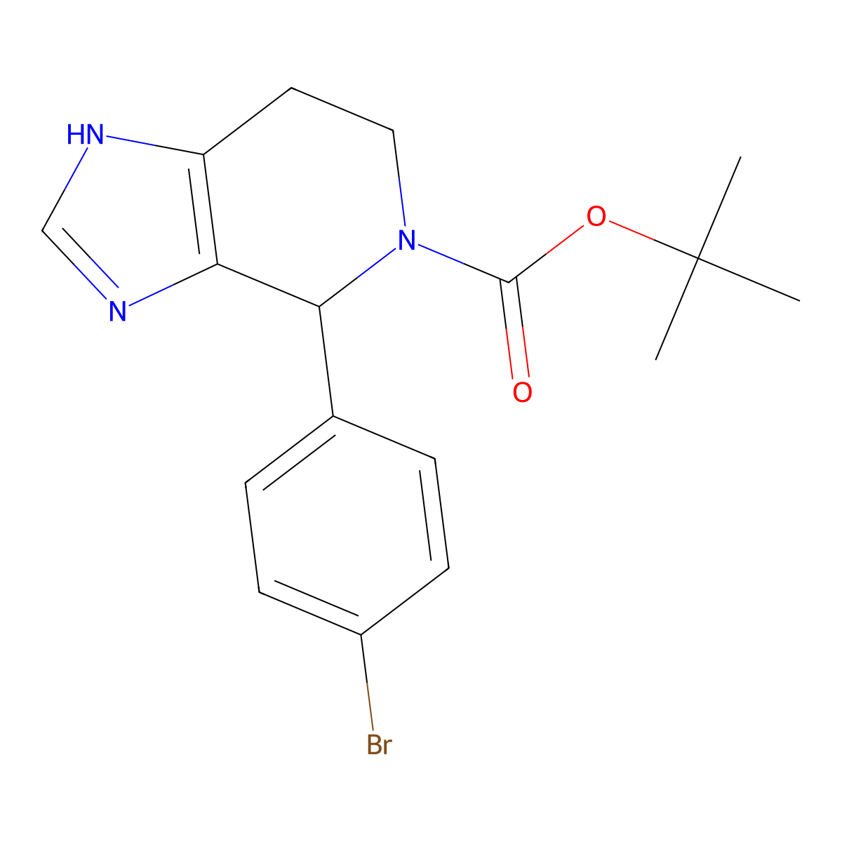 tert-butyl 4-(4-bromophenyl)-1H,4H,5H,6H,7H-imidazo[4,5-c]pyridine-5-carboxylate molecular structure, CAS 1823231-14-6