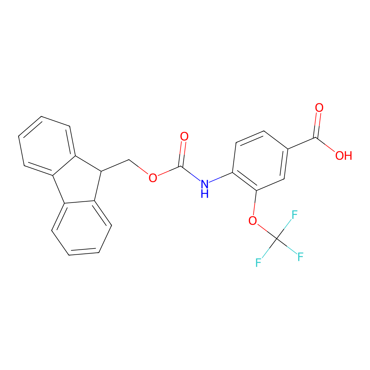 4-((((9H-Fluoren-9-yl)methoxy)carbonyl)amino)-3-(trifluoromethoxy)benzoic acid molecular structure, CAS 1823234-32-7