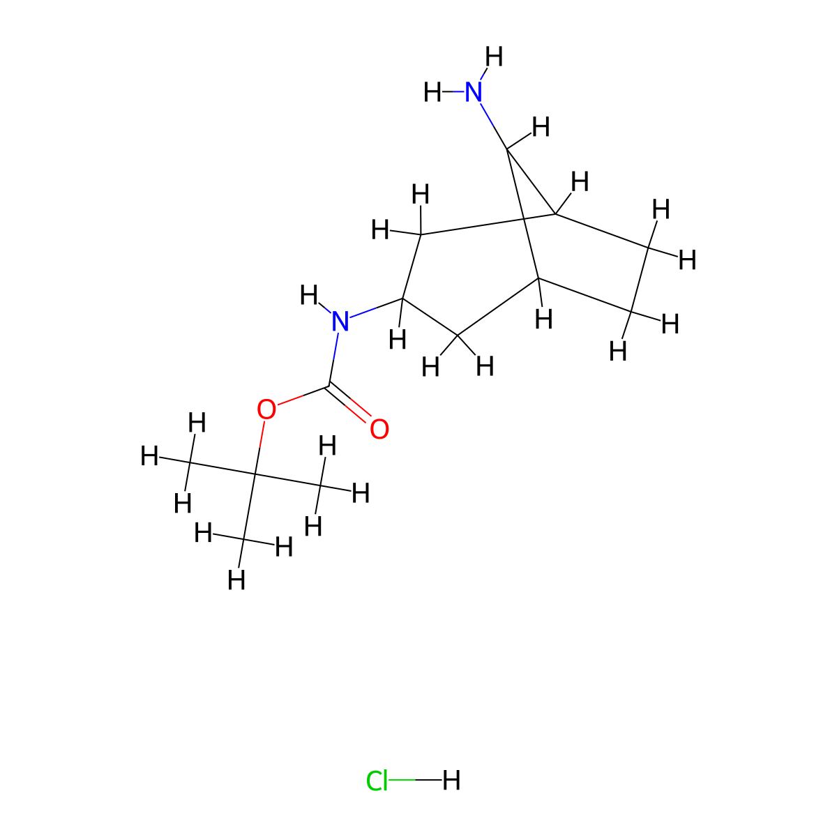 tert-butyl N-(8-aminobicyclo(3.2.1)octan-3-yl)carbamate hydrochloride molecular structure, CAS 1823235-96-6