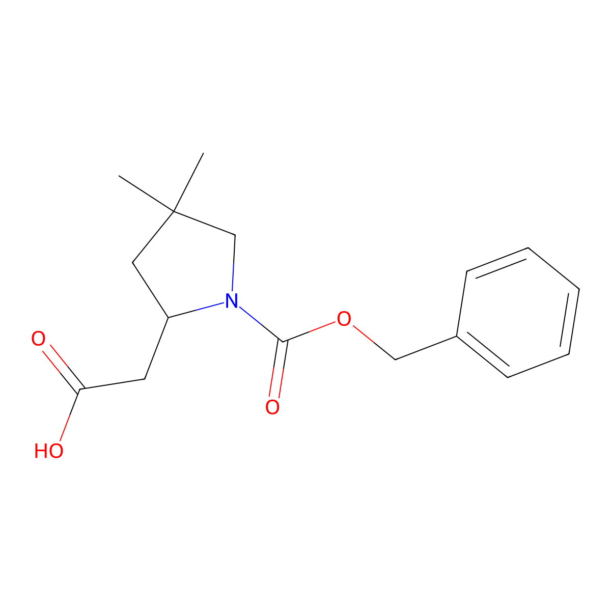 2-{1-[(Benzyloxy)carbonyl]-4,4-dimethylpyrrolidin-2-yl}acetic acid molecular structure, CAS 1823236-13-0