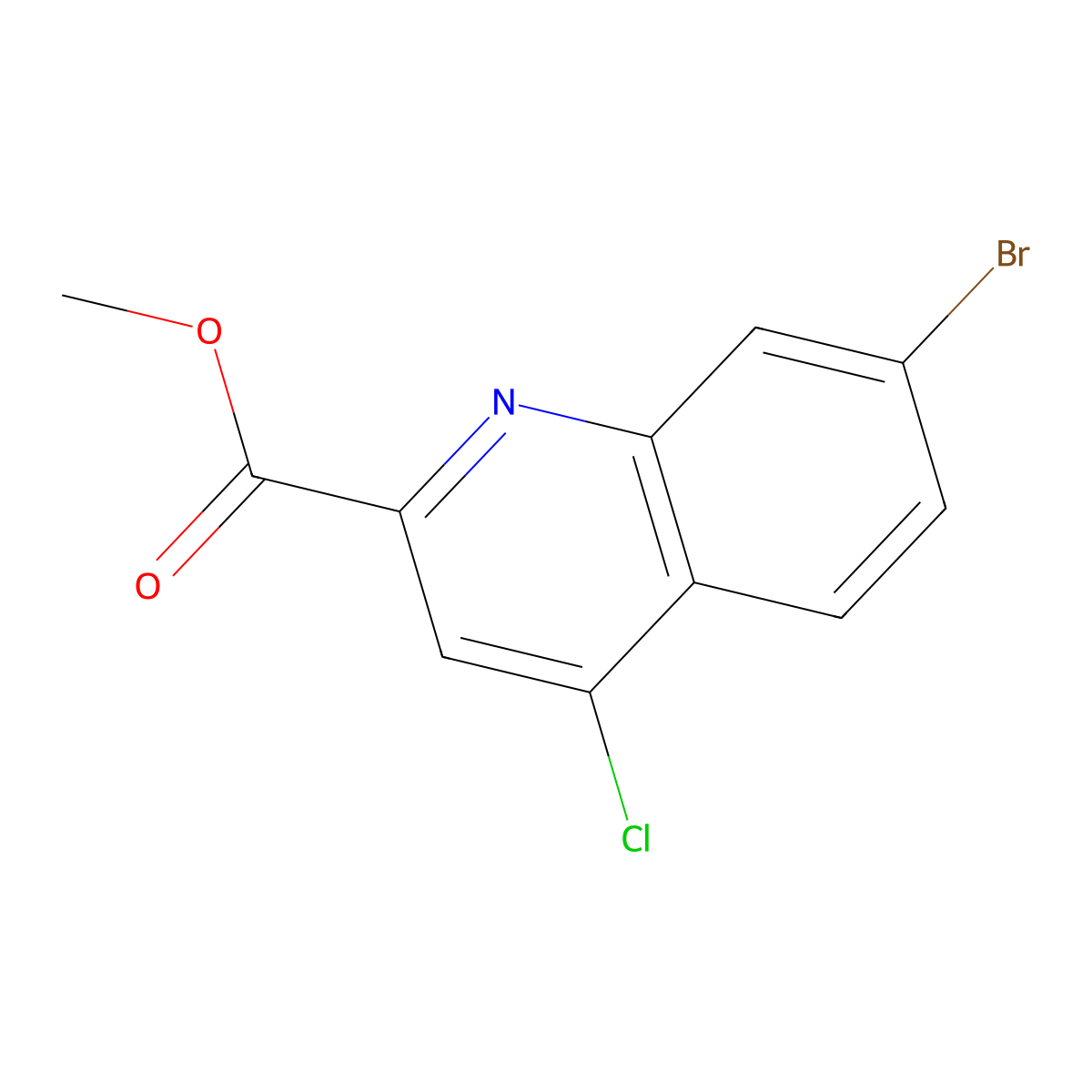 Methyl 7-bromo-4-chloroquinoline-2-carboxylate molecular structure, CAS 1823238-35-2