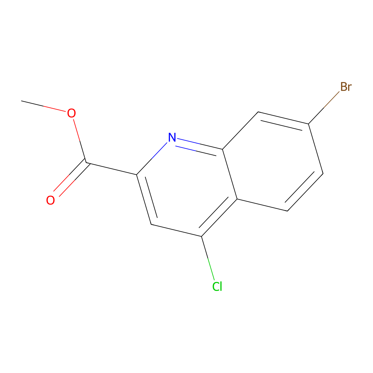 Methyl 7-bromo-4-chloroquinoline-2-carboxylate molecular structure, CAS 1823238-35-2