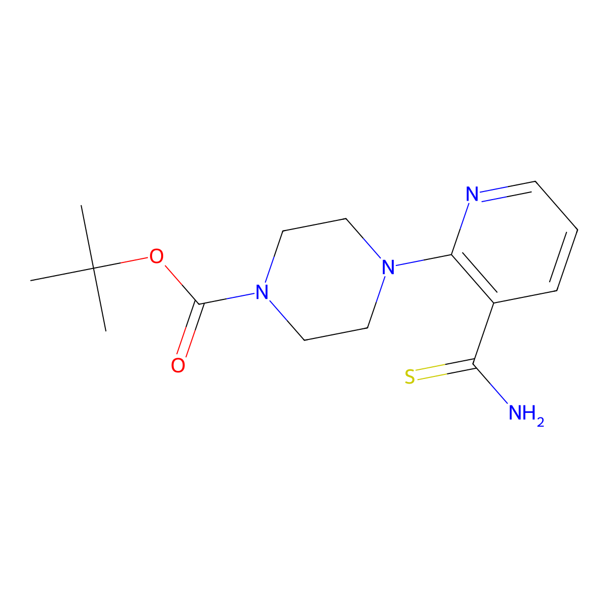 tert-Butyl 4-(3-carbamothioylpyridin-2-yl)piperazine-1-carboxylate molecular structure, CAS 1823238-95-4
