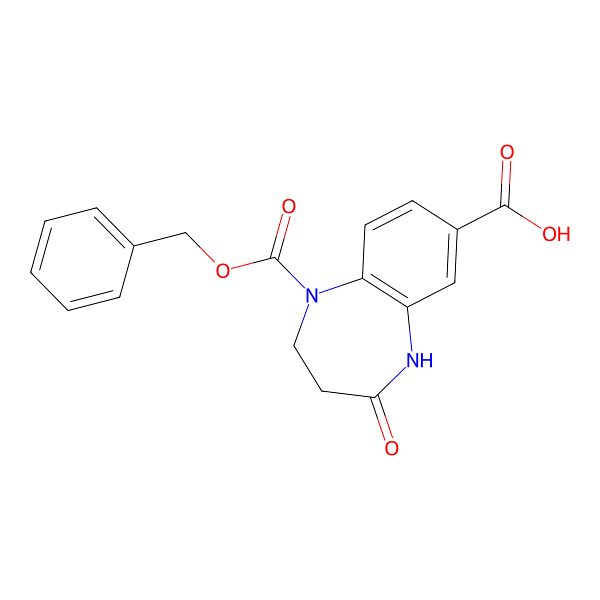 1-[(benzyloxy)carbonyl]-4-oxo-2,3,4,5-tetrahydro-1H-1,5-benzodiazepine-7-carboxylic acid molecular structure, CAS 1823242-53-0