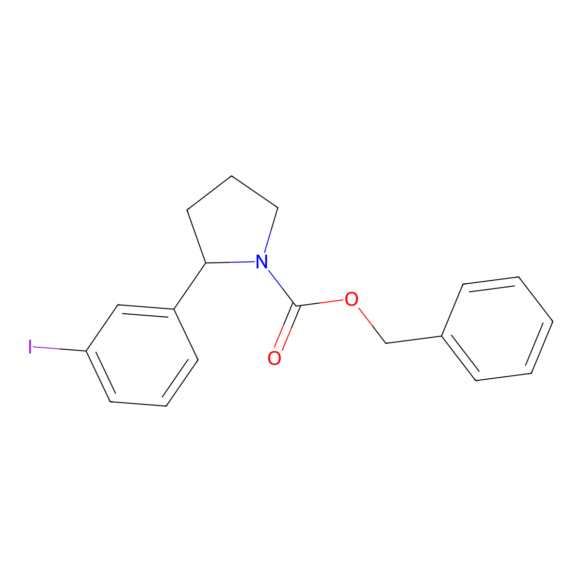 Benzyl 2-(3-iodophenyl)pyrrolidine-1-carboxylate molecular structure, CAS 1823243-31-7