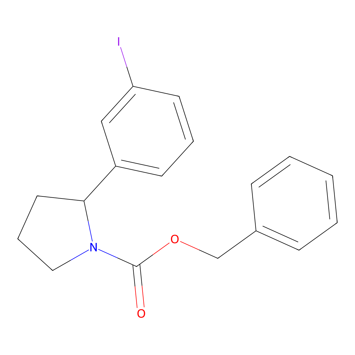 Benzyl 2-(3-iodophenyl)pyrrolidine-1-carboxylate molecular structure, CAS 1823243-31-7