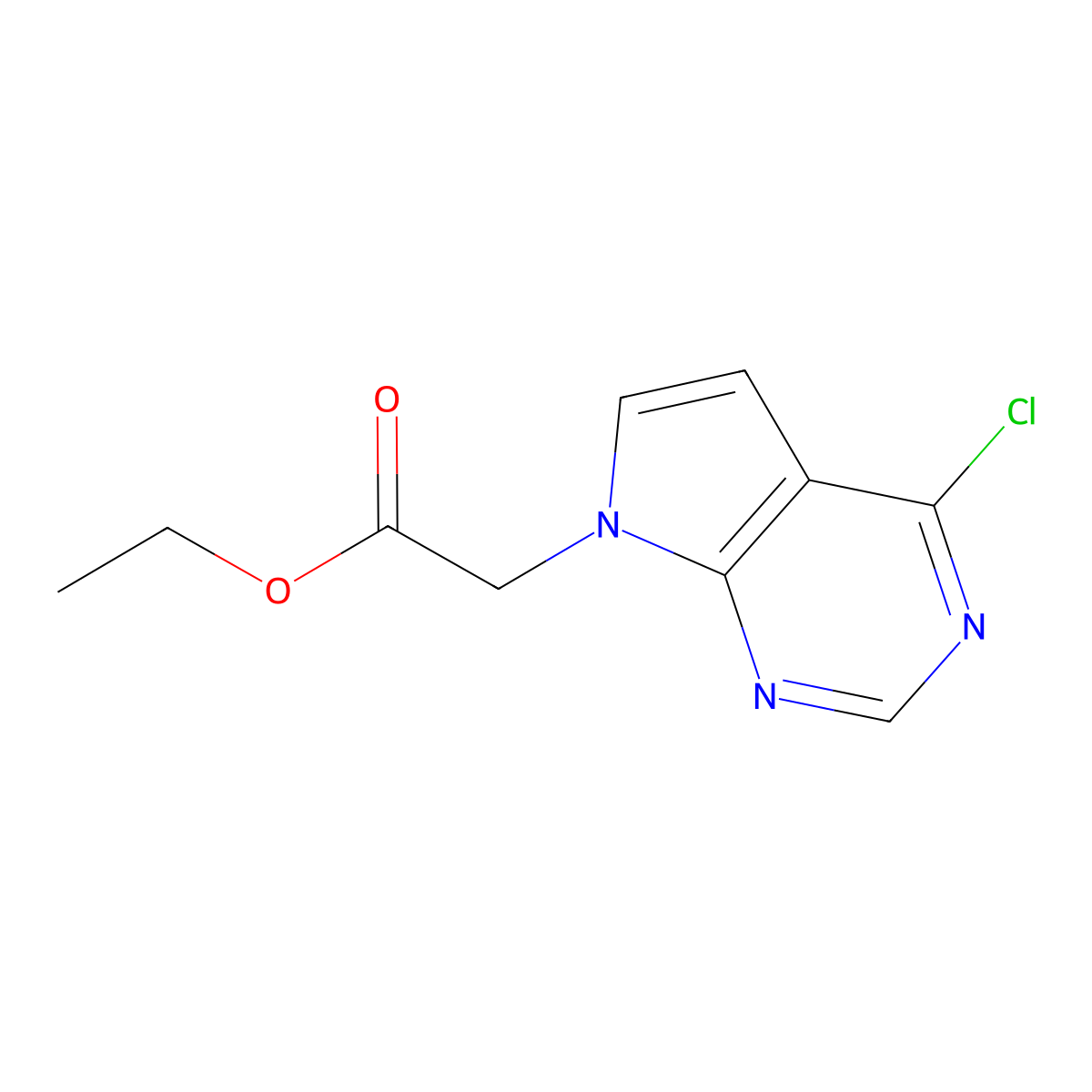Ethyl 2-(4-chloro-7H-pyrrolo[2,3-d]pyrimidin-7-yl)acetate molecular structure, CAS 1823243-43-1
