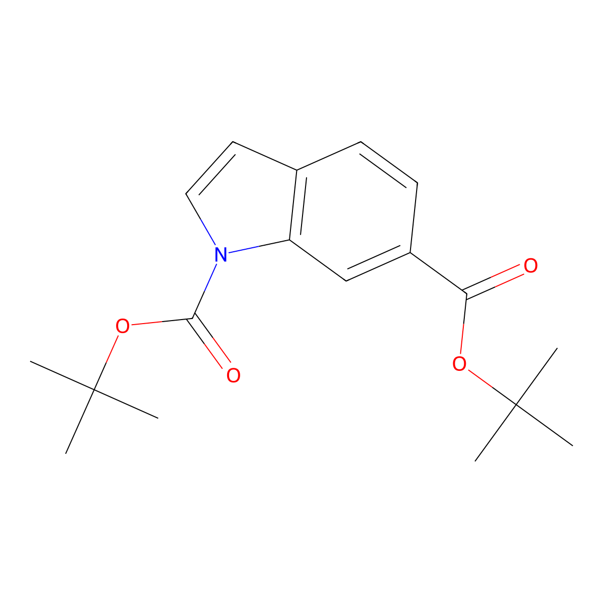 Di-tert-butyl 1H-indole-1,6-dicarboxylate molecular structure, CAS 1823244-46-7
