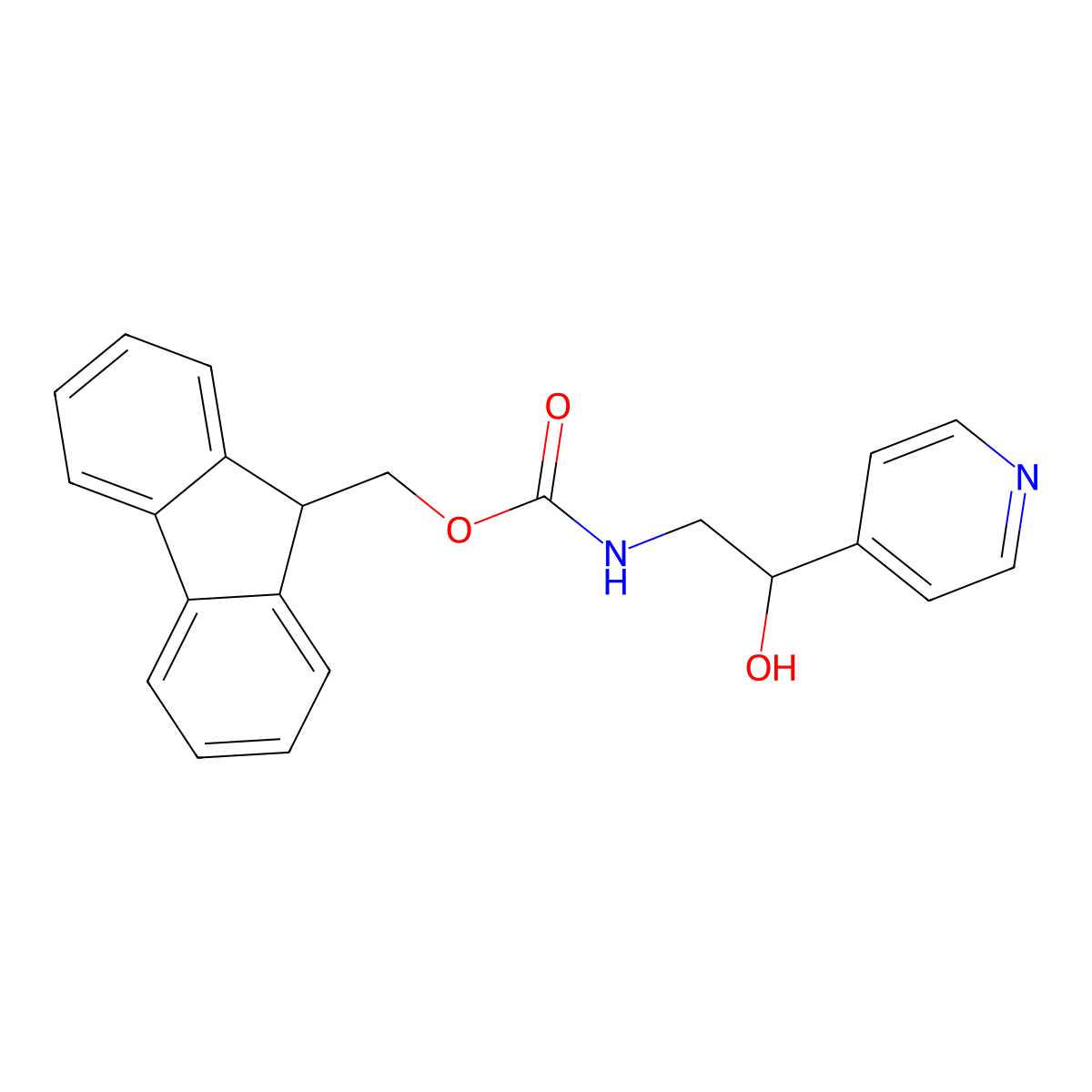 (9H-fluoren-9-yl)methyl N-[2-hydroxy-2-(pyridin-4-yl)ethyl]carbamate molecular structure, CAS 1823244-47-8