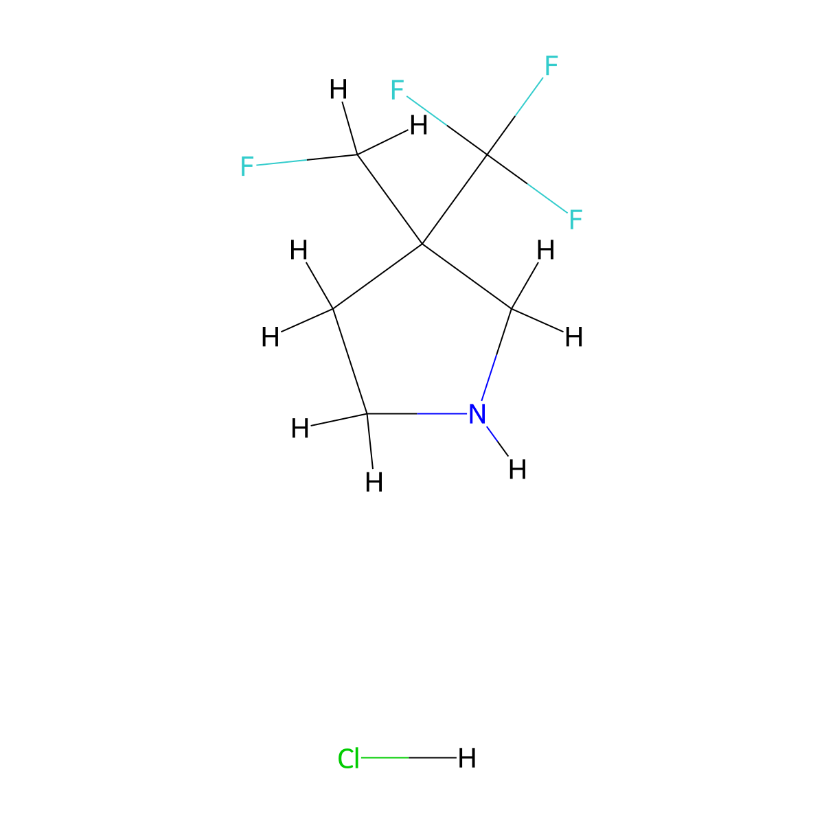 3-(Fluoromethyl)-3-(trifluoromethyl)pyrrolidine hydrochloride molecular structure, CAS 1823245-48-2