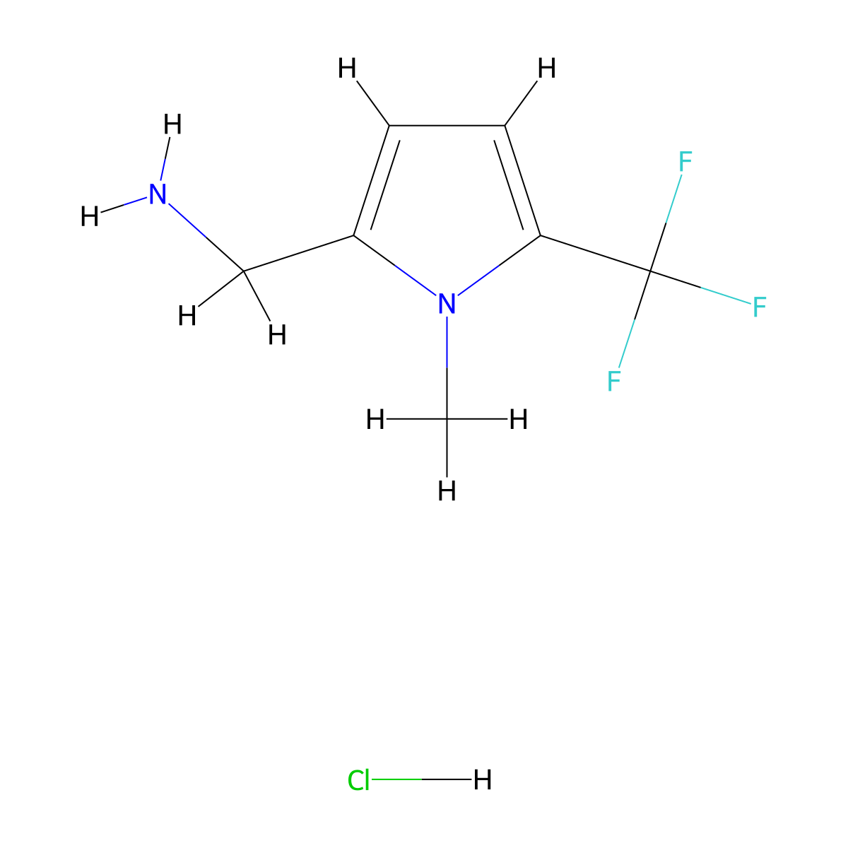 (1-Methyl-5-(trifluoromethyl)-1H-pyrrol-2-yl)methanamine hydrochloride molecular structure, CAS 1823245-64-2