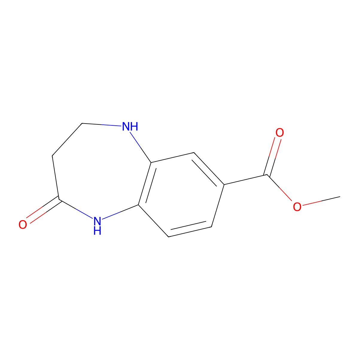 methyl 2-oxo-2,3,4,5-tetrahydro-1H-1,5-benzodiazepine-7-carboxylate molecular structure, CAS 1823246-87-2