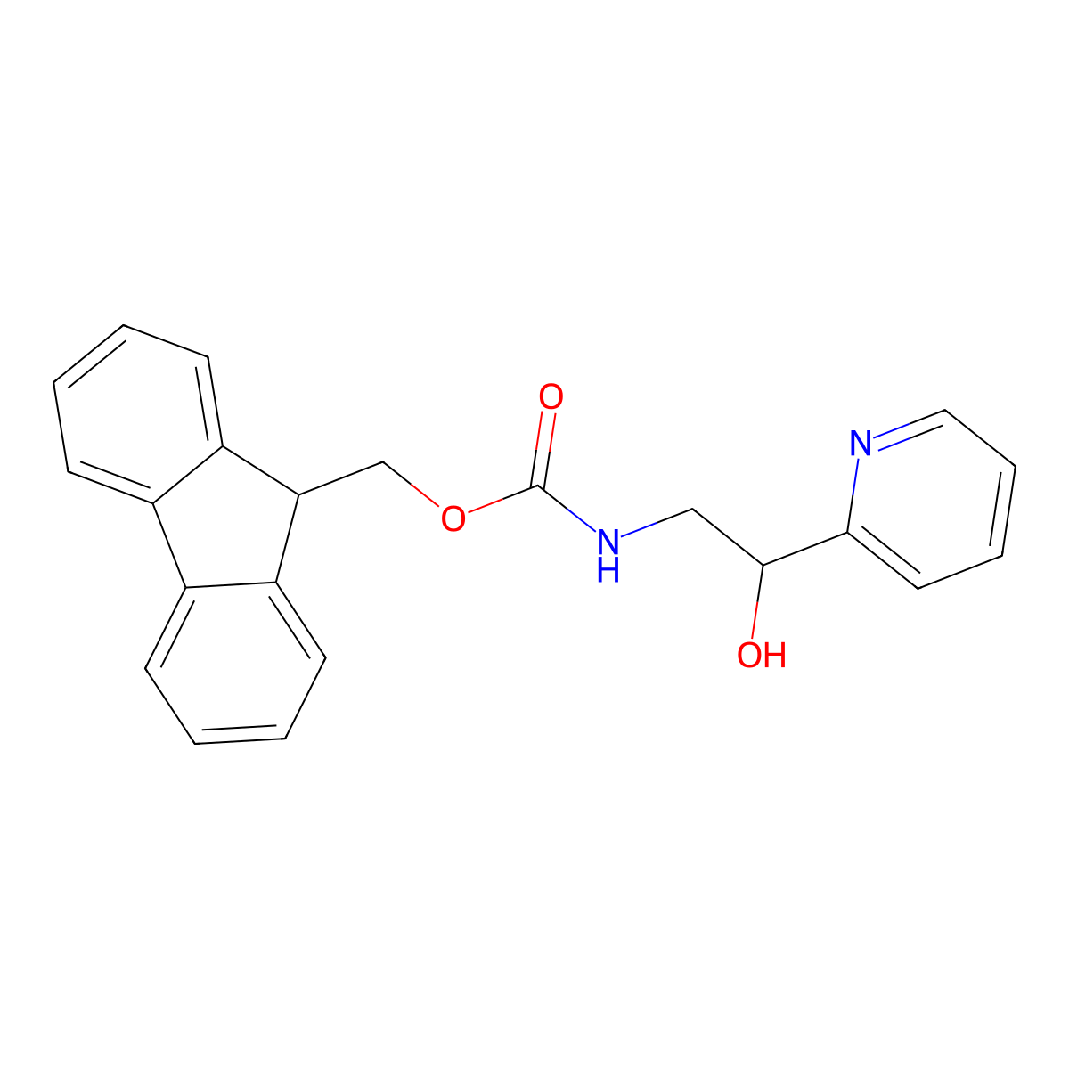 (9H-fluoren-9-yl)methyl N-[2-hydroxy-2-(pyridin-2-yl)ethyl]carbamate molecular structure, CAS 1823246-99-6