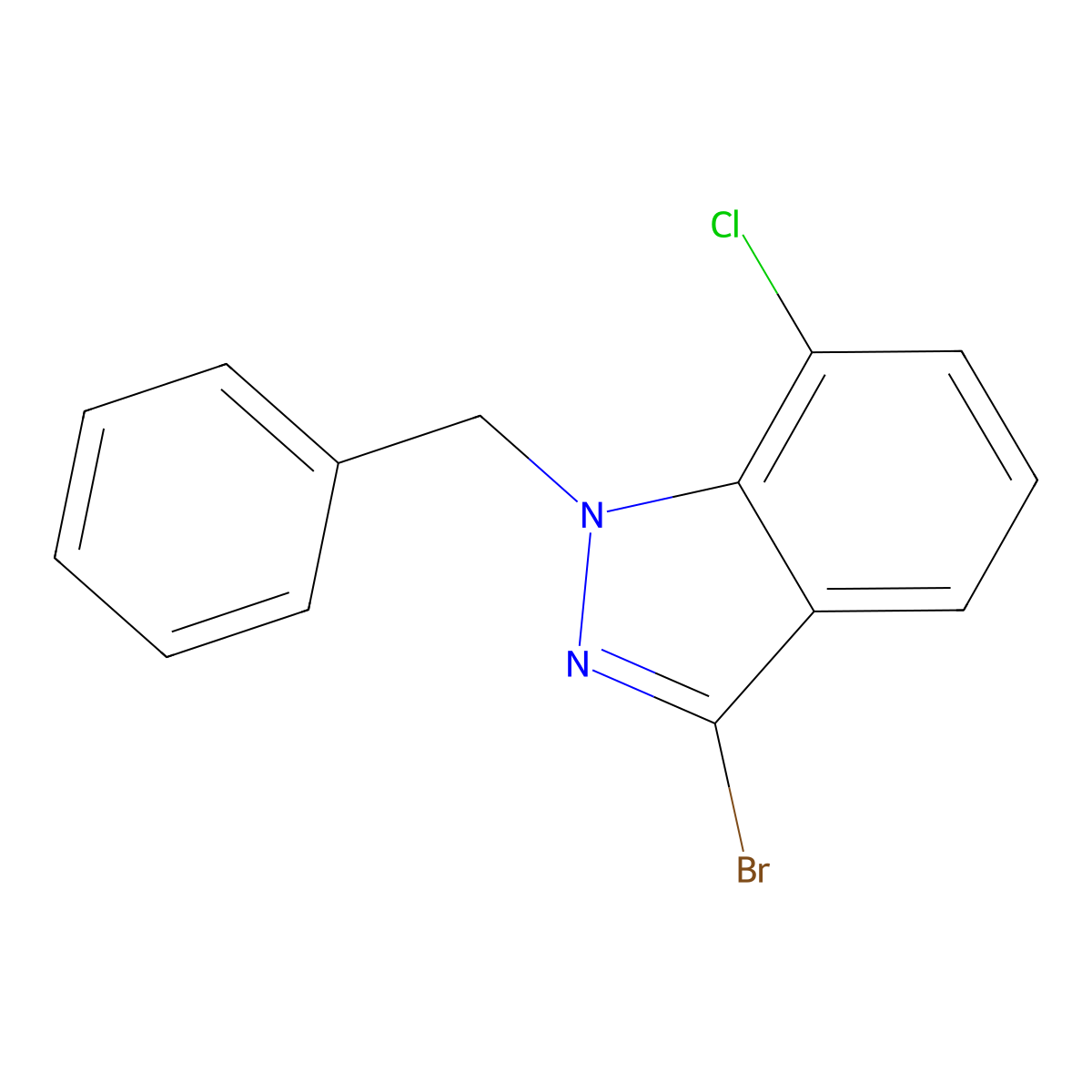 1H-Indazole, 3-bromo-7-chloro-1-(phenylmethyl)- molecular structure, CAS 1823247-23-9