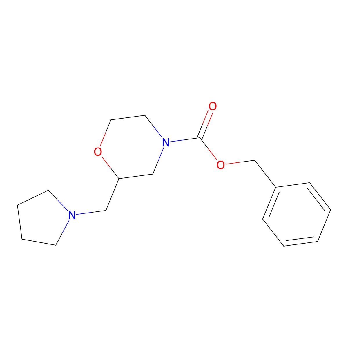 Benzyl 2-(pyrrolidin-1-ylmethyl)morpholine-4-carboxylate molecular structure, CAS 1823249-05-3