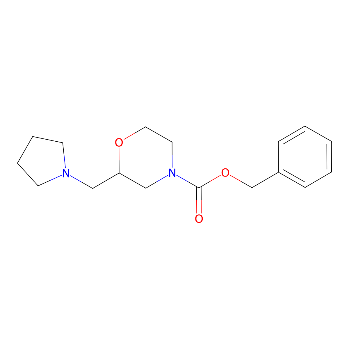 Benzyl 2-(pyrrolidin-1-ylmethyl)morpholine-4-carboxylate molecular structure, CAS 1823249-05-3