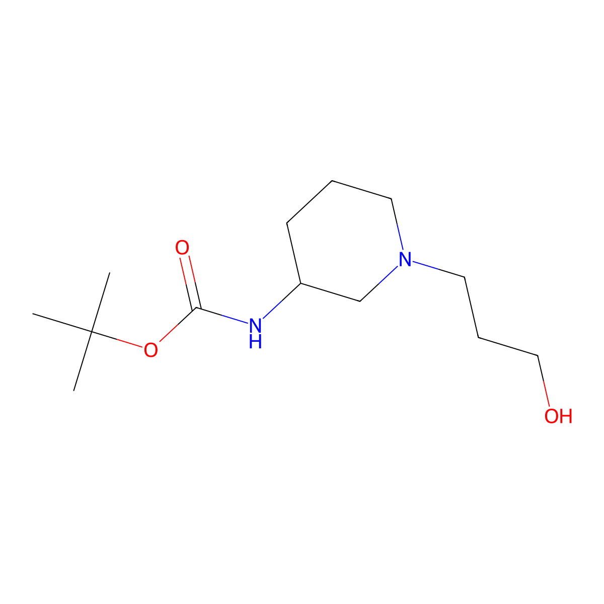 tert-butyl N-[1-(3-hydroxypropyl)piperidin-3-yl]carbamate molecular structure, CAS 1823249-35-9