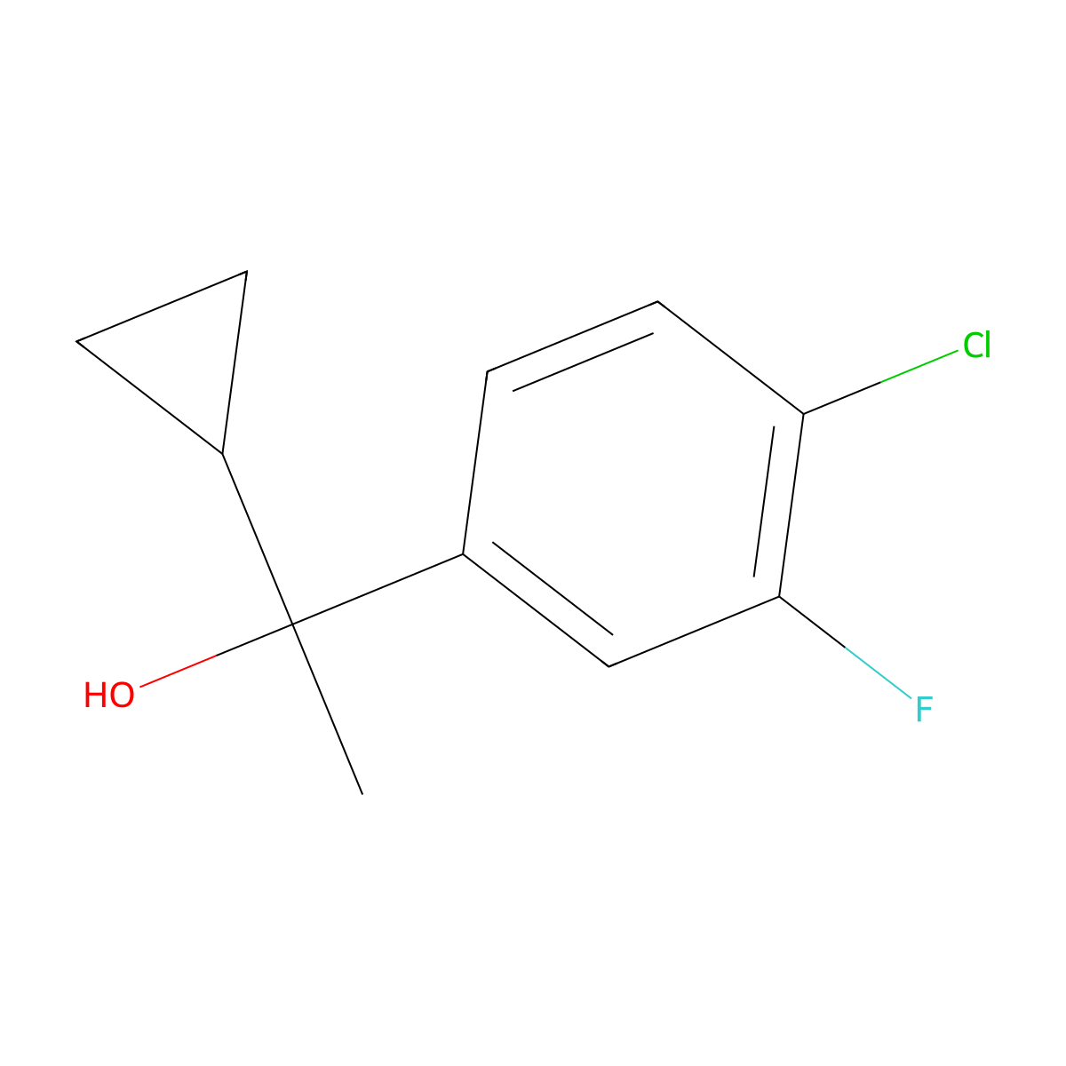 1-(4-Chloro-3-fluorophenyl)-1-cyclopropyl ethanol molecular structure, CAS 1823251-57-5