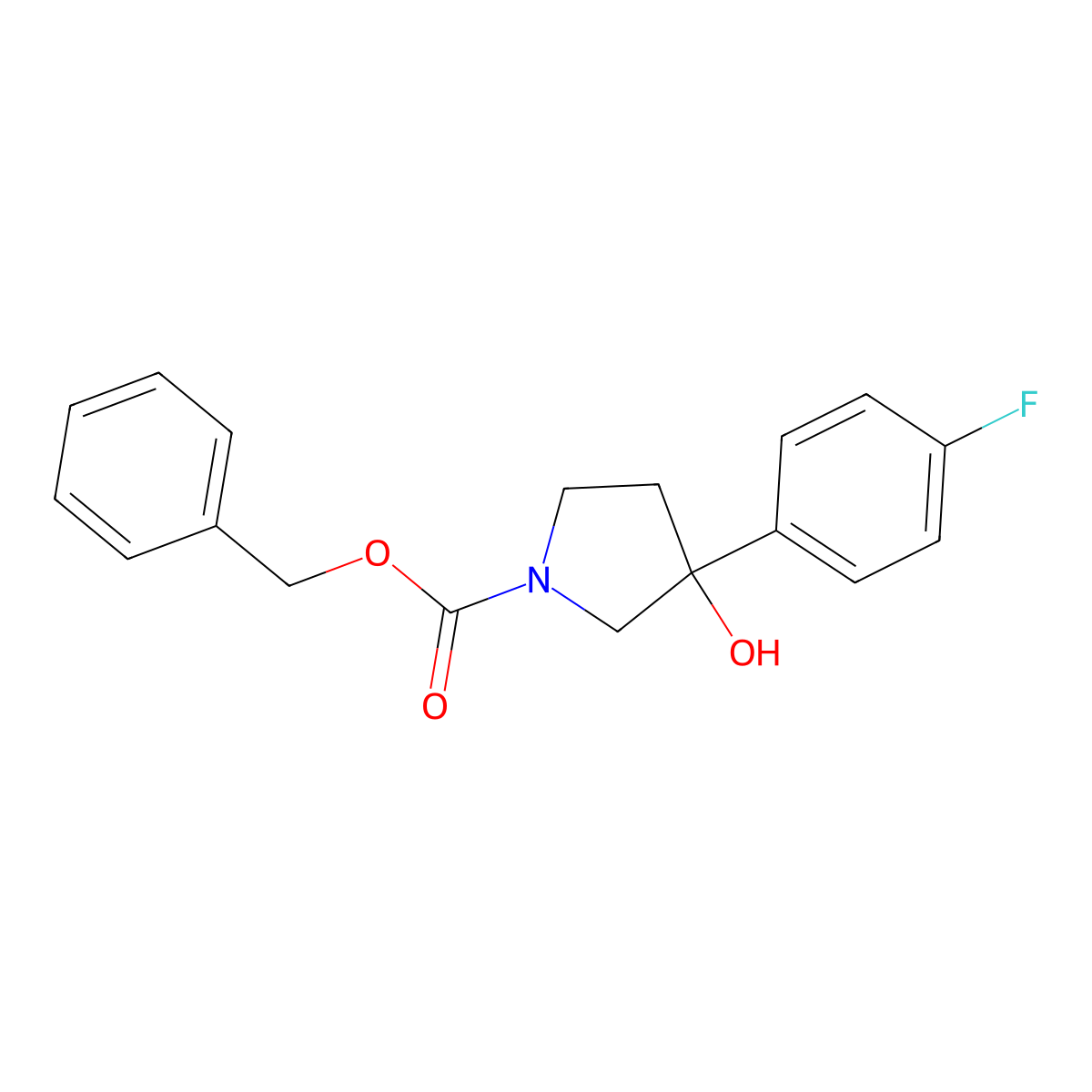 Benzyl 3-(4-fluorophenyl)-3-hydroxypyrrolidine-1-carboxylate molecular structure, CAS 1823252-61-4
