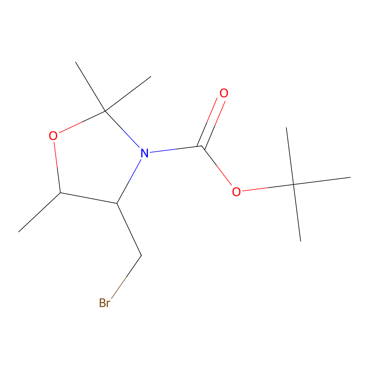 Tert-butyl 4-(bromomethyl)-2,2,5-trimethyl-1,3-oxazolidine-3-carboxylate molecular structure, CAS 1823253-73-1