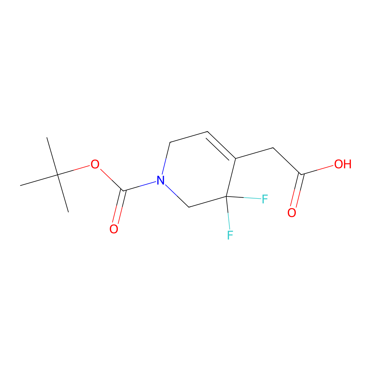 2-(1-(tert-Butoxycarbonyl)-3,3-difluoro-1,2,3,6-tetrahydropyridin-4-yl)acetic acid molecular structure, CAS 1823257-61-9