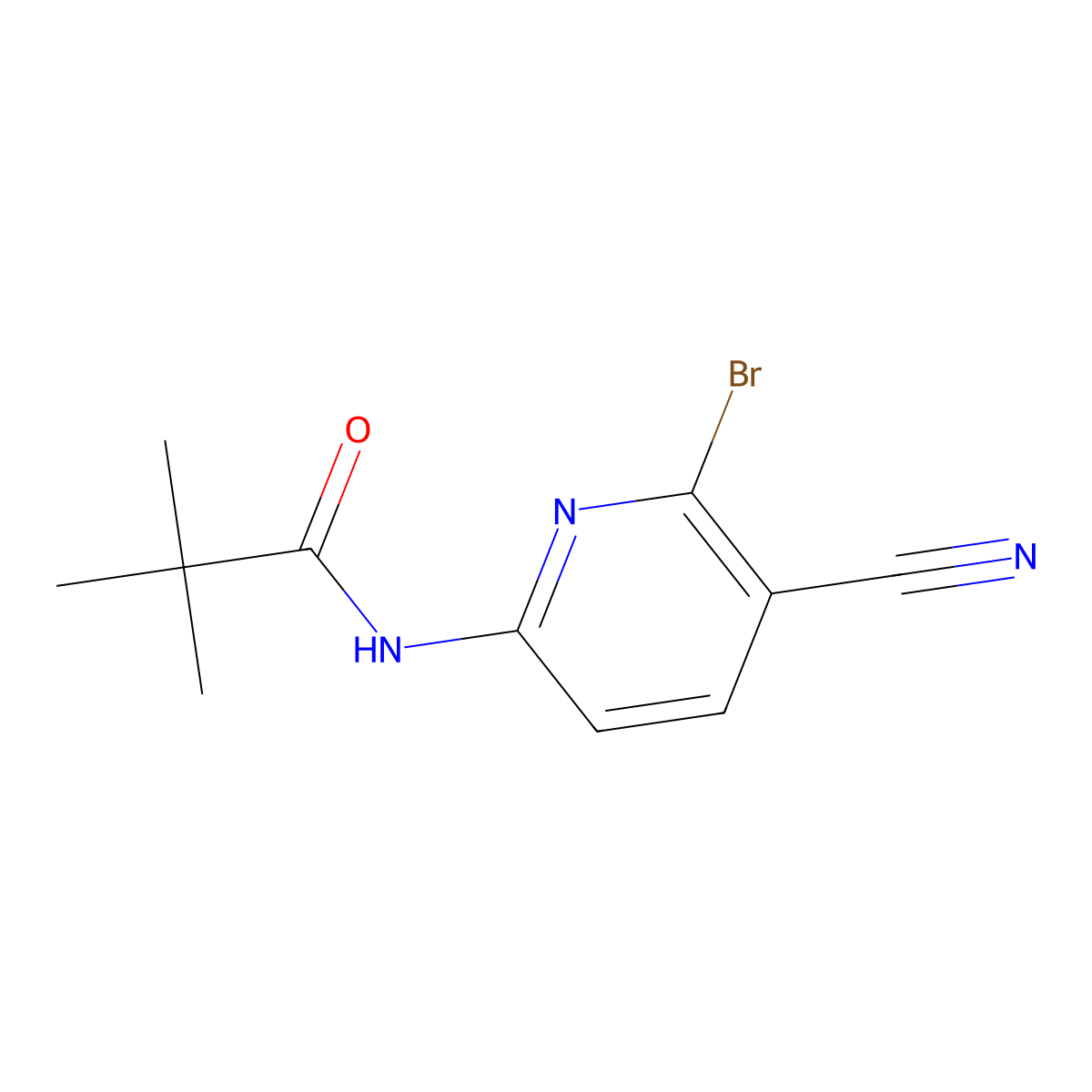 N-(6-bromo-5-cyanopyridin-2-yl)-2,2-dimethylpropanamide molecular structure, CAS 1823257-69-7