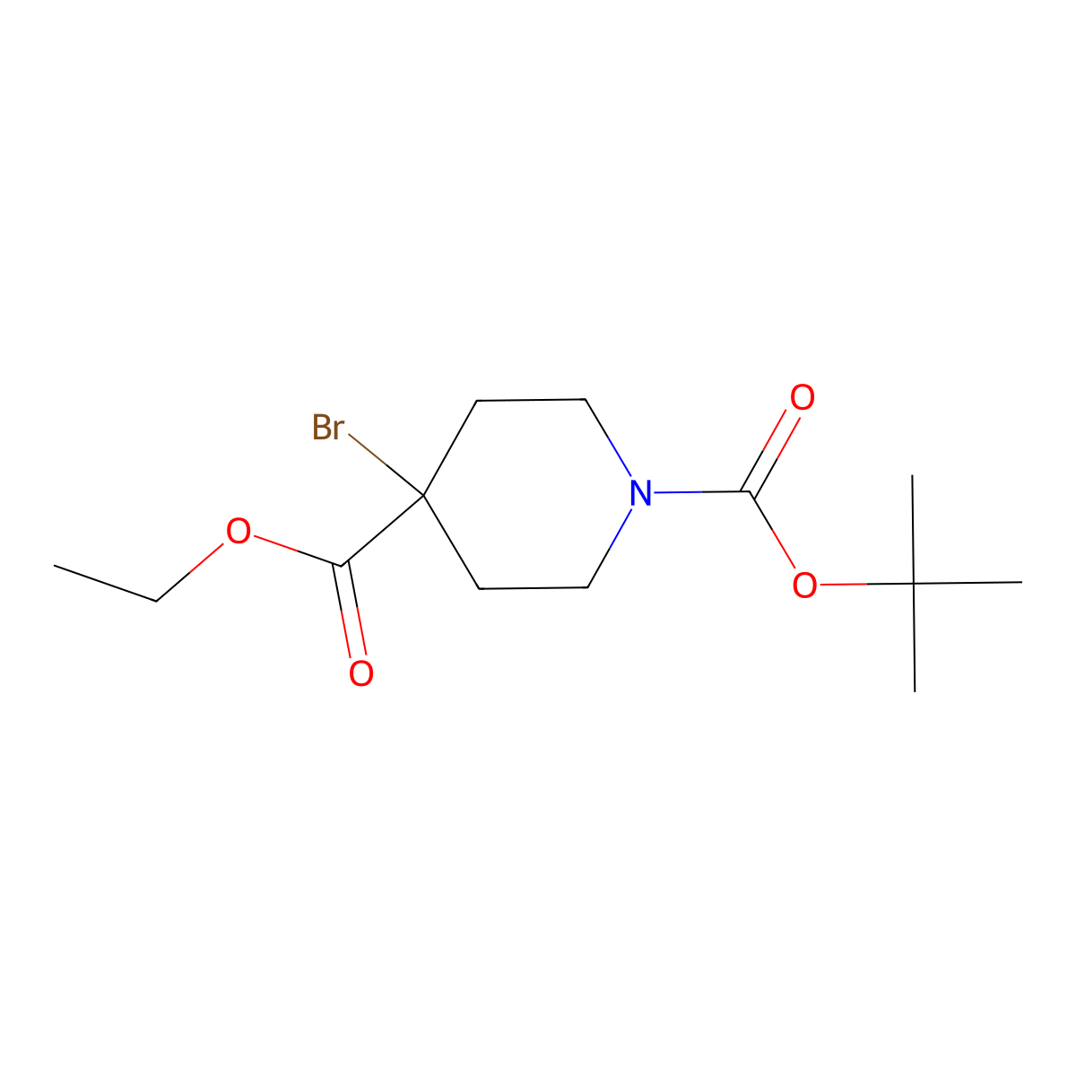 1-(tert-Butyl) 4-ethyl 4-bromopiperidine-1,4-dicarboxylate molecular structure, CAS 1823257-80-2