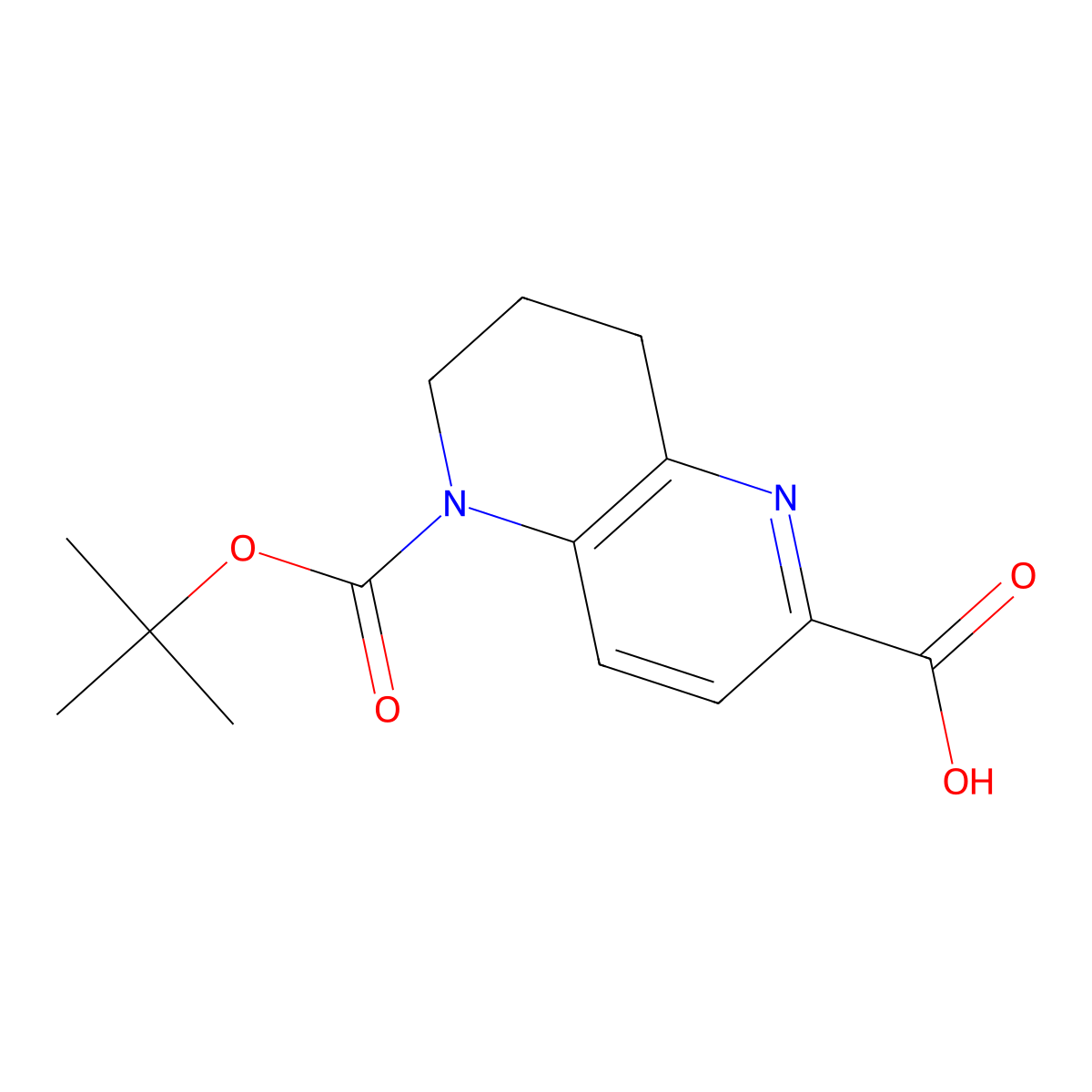 5-[(Tert-butoxy)carbonyl]-5,6,7,8-tetrahydro-1,5-naphthyridine-2-carboxylic acid molecular structure, CAS 1823258-64-5