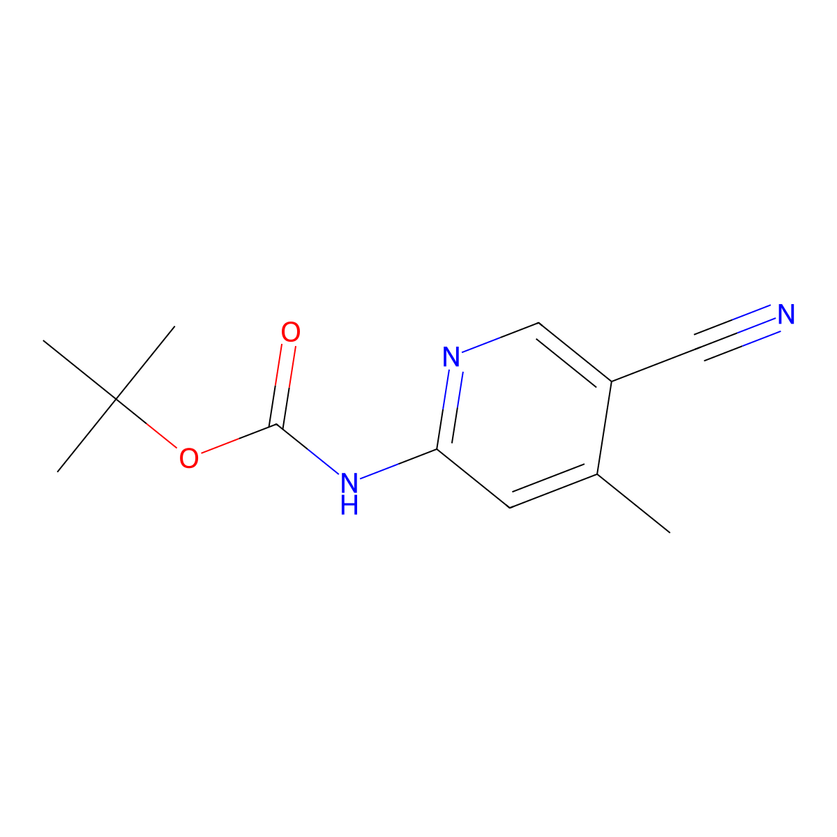 tert-Butyl (5-cyano-4-methylpyridin-2-yl)carbamate molecular structure, CAS 1823258-67-8