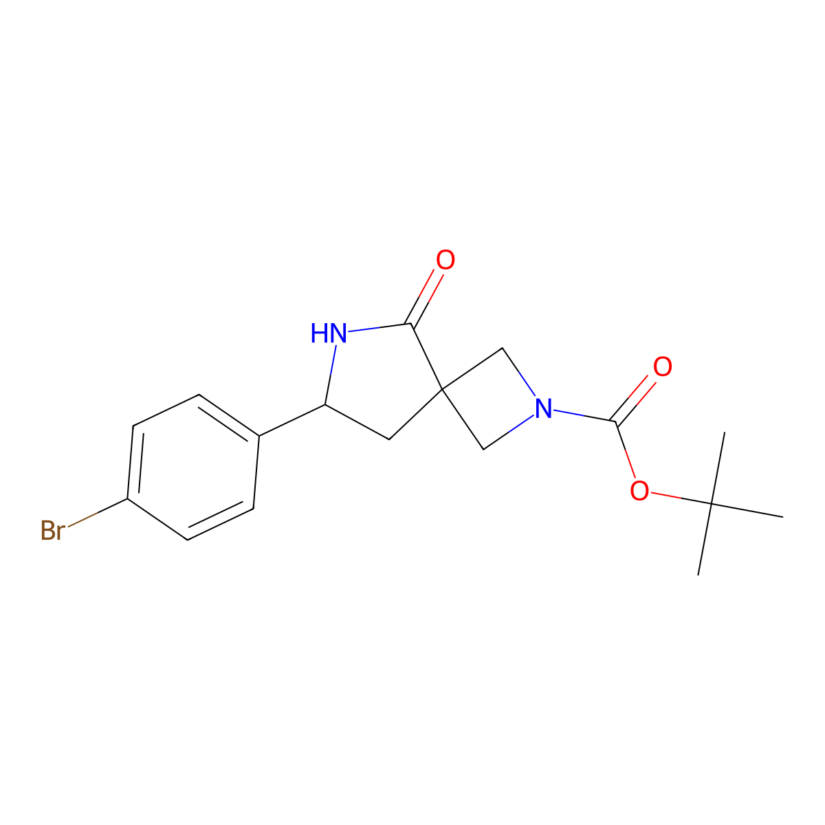 tert-Butyl 7-(4-bromophenyl)-5-oxo-2,6-diazaspiro[3.4]octane-2-carboxylate molecular structure, CAS 1823258-71-4