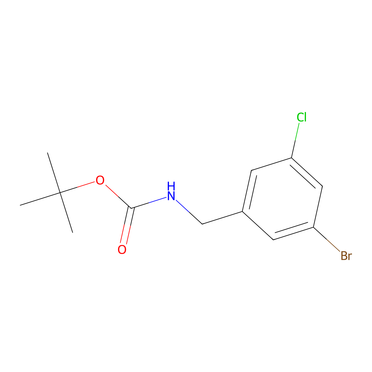 tert-butyl N-[(3-bromo-5-chlorophenyl)methyl]carbamate molecular structure, CAS 1823258-78-1