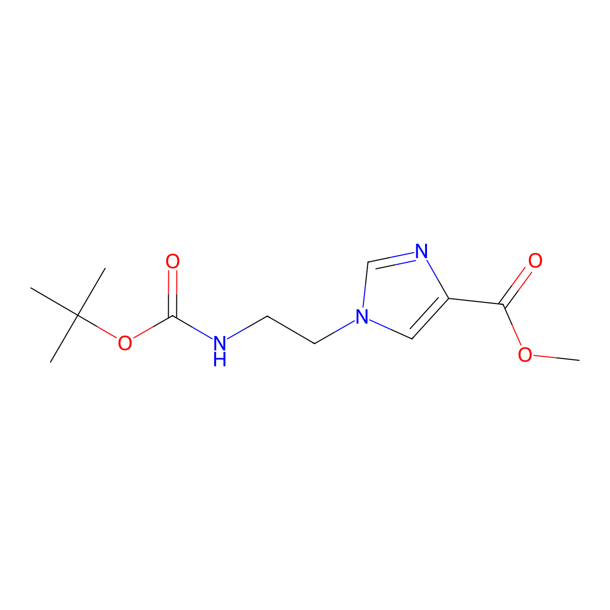 methyl 1-(2-(((tert-butoxy)carbonyl)amino)ethyl)-1H-imidazole-4-carboxylate molecular structure, CAS 1823260-22-5