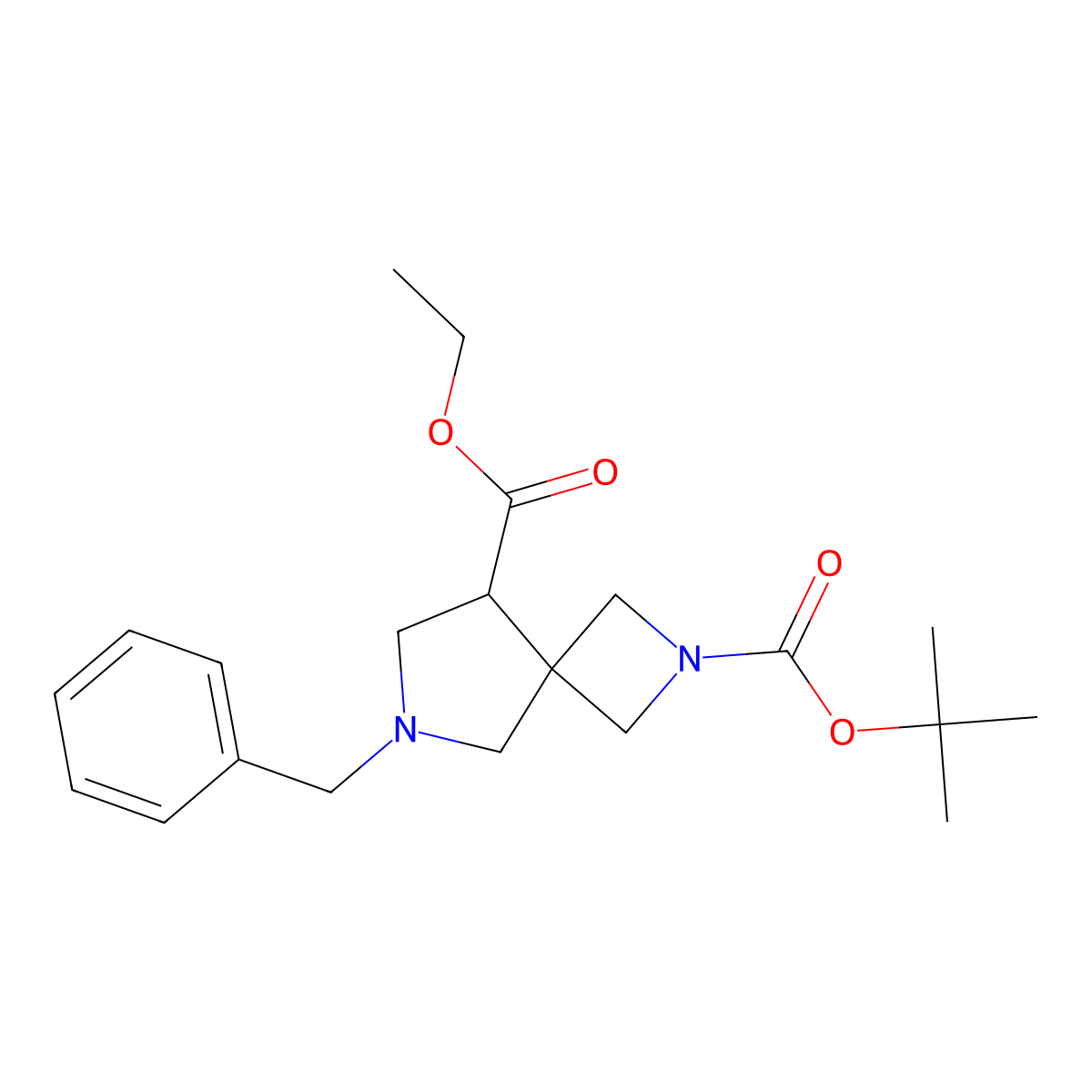 2-Tert-butyl 8-ethyl 6-benzyl-2,6-diazaspiro[3.4]octane-2,8-dicarboxylate molecular structure, CAS 1823261-82-0