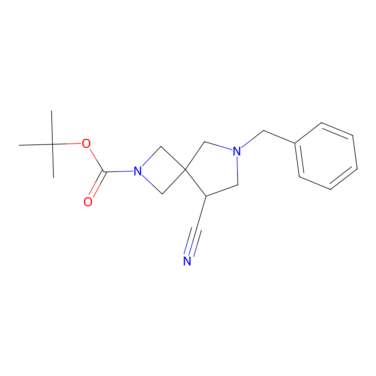 Tert-butyl 7-benzyl-5-cyano-2,7-diazaspiro[3.4]octane-2-carboxylate molecular structure, CAS 1823261-86-4