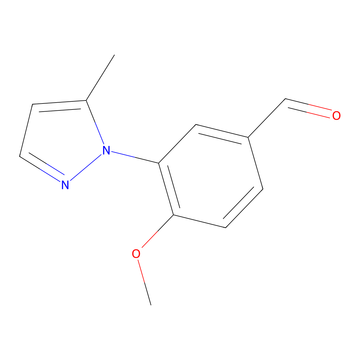 4-Methoxy-3-(5-methyl-1H-pyrazol-1-YL)benzaldehyde molecular structure, CAS 1823262-49-2