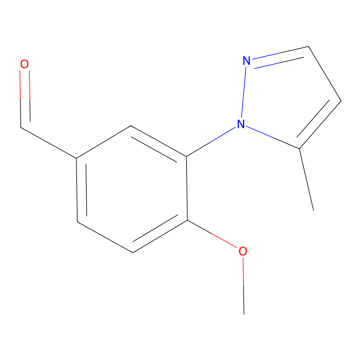 4-Methoxy-3-(5-methyl-1H-pyrazol-1-YL)benzaldehyde molecular structure, CAS 1823262-49-2