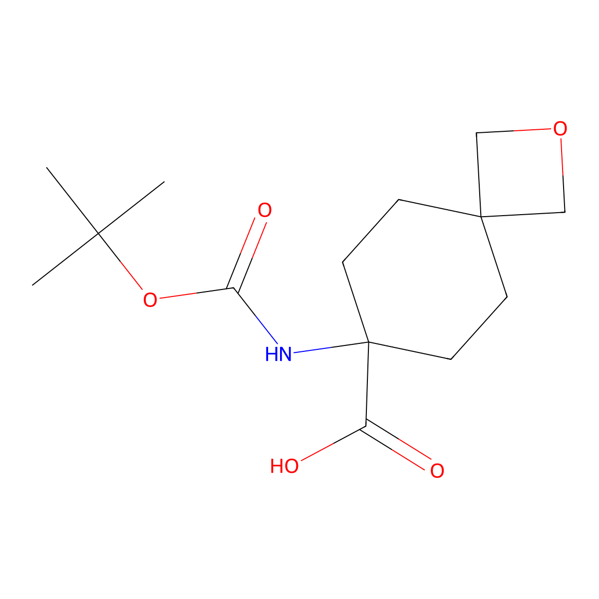 7-((Tert-butoxycarbonyl)amino)-2-oxaspiro[3.5]nonane-7-carboxylic acid molecular structure, CAS 1823263-41-7