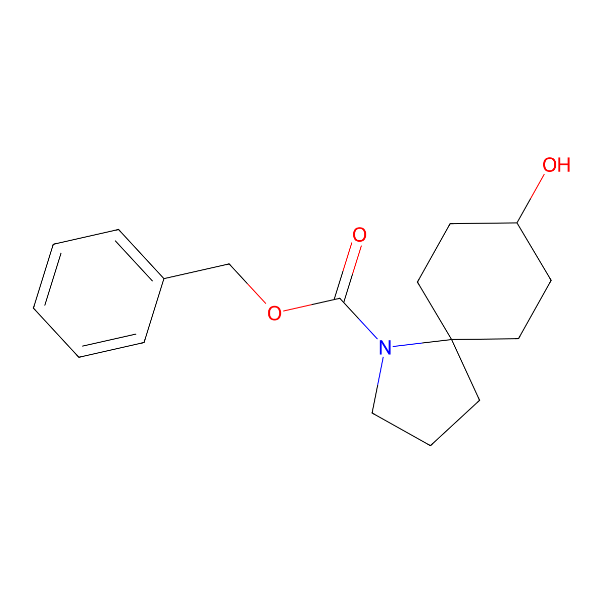 Benzyl 8-hydroxy-1-azaspiro[4.5]decane-1-carboxylate molecular structure, CAS 1823263-42-8