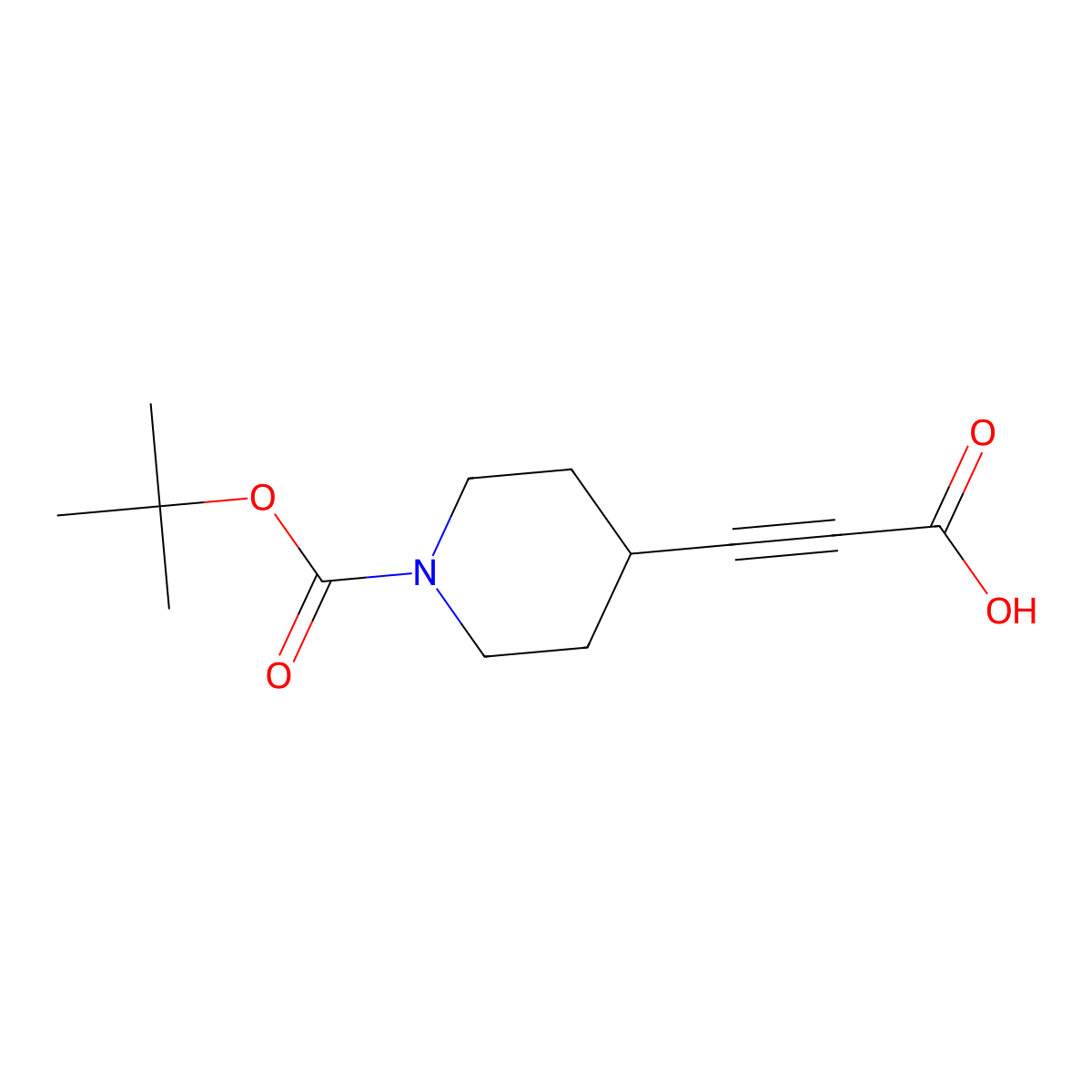 3-(1-(Tert-butoxycarbonyl)piperidin-4-yl)prop-2-ynoic acid molecular structure, CAS 1823263-47-3