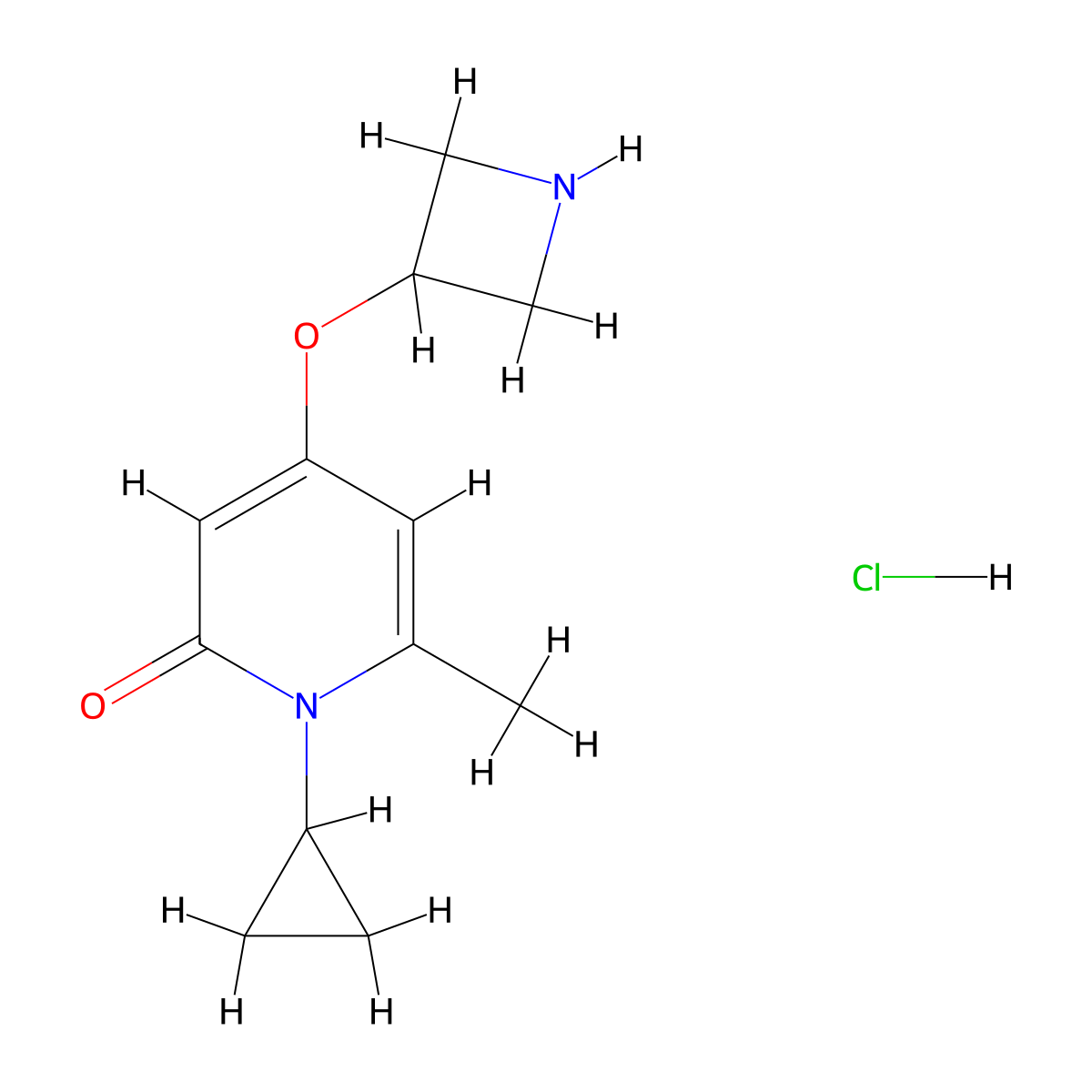 4-(azetidin-3-yloxy)-1-cyclopropyl-6-methylpyridin-2(1H)-one hydrochloride molecular structure, CAS 1823263-87-1