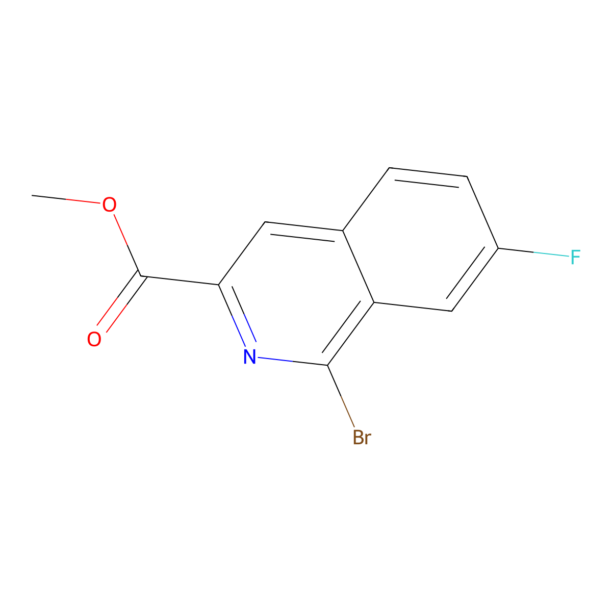 Methyl 1-bromo-7-fluoroisoquinoline-3-carboxylate molecular structure, CAS 1823264-56-7