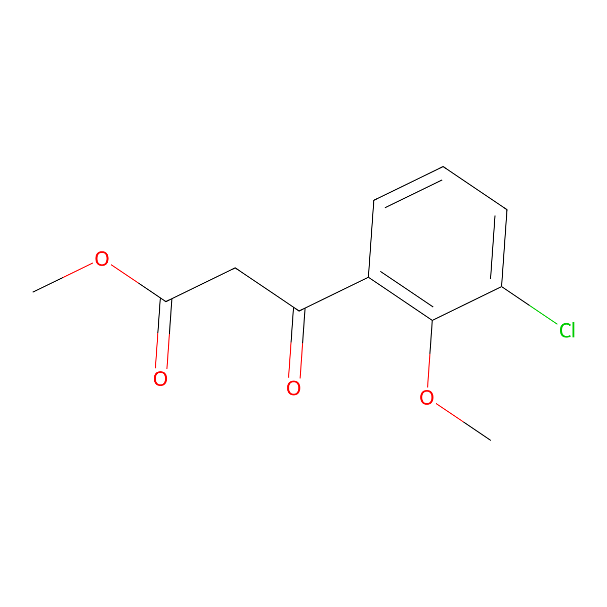 Methyl 3-(3-chloro-2-methoxyphenyl)-3-oxopropanoate molecular structure, CAS 1823264-59-0