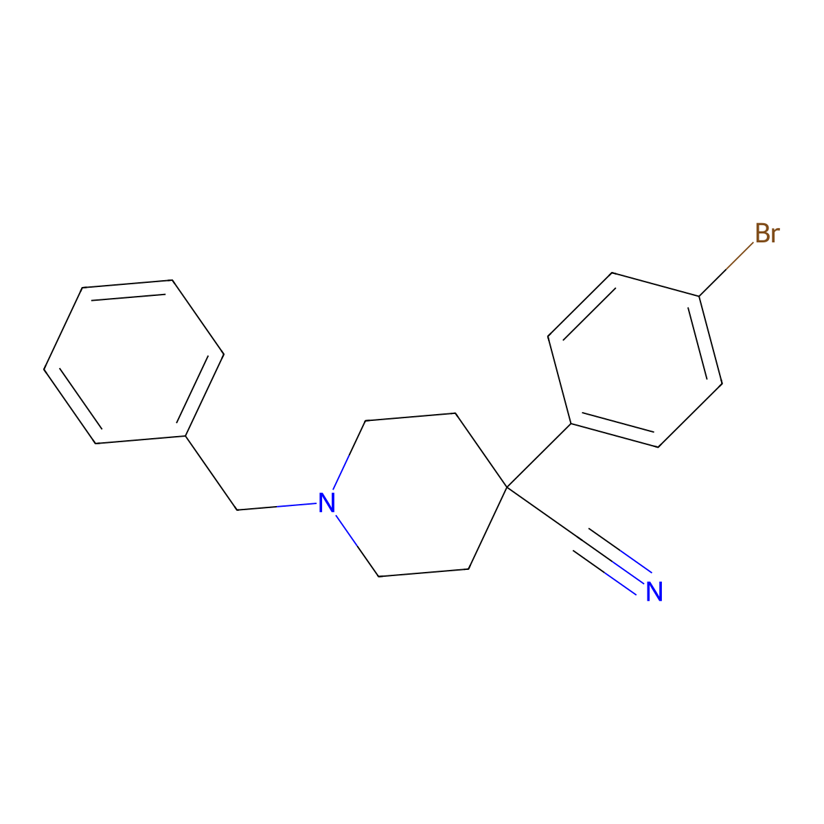 1-Benzyl-4-(4-bromophenyl)piperidine-4-carbonitrile molecular structure, CAS 1823264-61-4