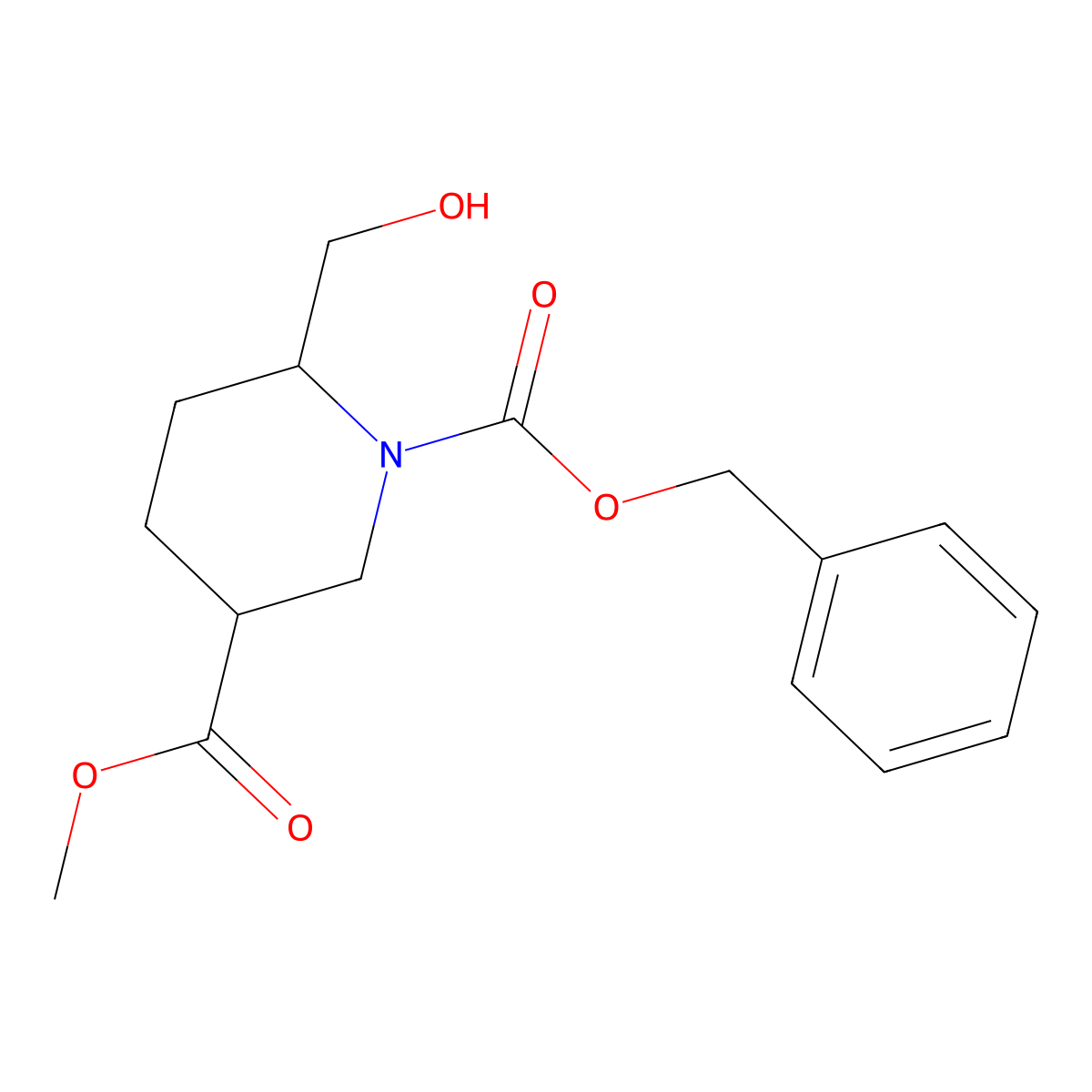 1-Benzyl 3-methyl 6-(hydroxymethyl)piperidine-1,3-dicarboxylate molecular structure, CAS 1823264-77-2